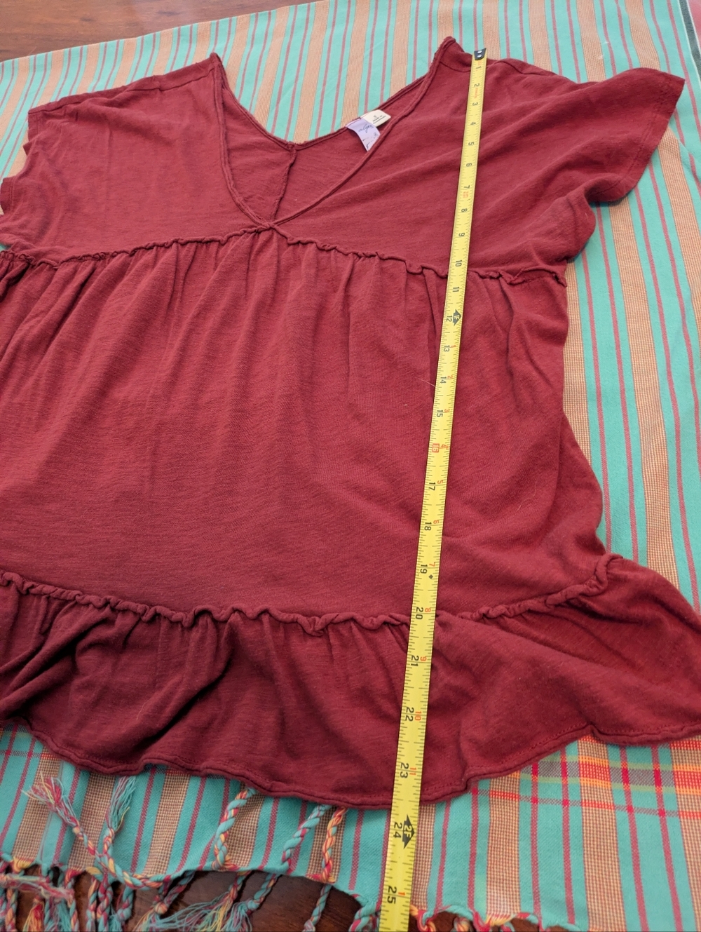 Alya Rust V-Neck Ruffle Hem Top - Picture 3 of 4